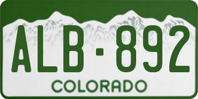 CO license plate ALB892