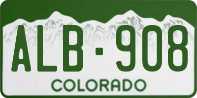 CO license plate ALB908