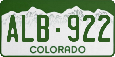 CO license plate ALB922