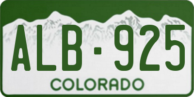 CO license plate ALB925