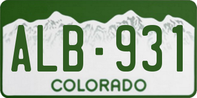 CO license plate ALB931