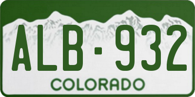 CO license plate ALB932