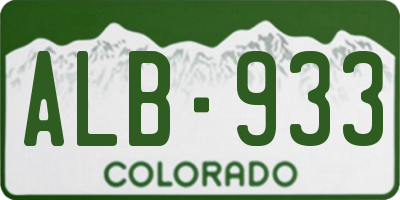 CO license plate ALB933