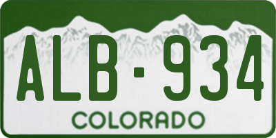 CO license plate ALB934