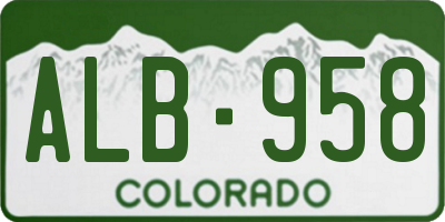 CO license plate ALB958