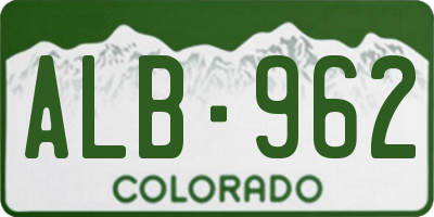 CO license plate ALB962