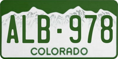CO license plate ALB978