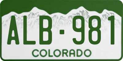 CO license plate ALB981