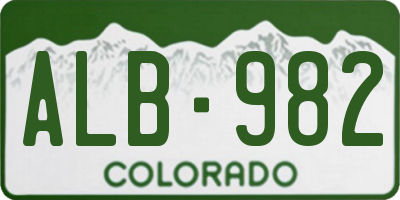 CO license plate ALB982