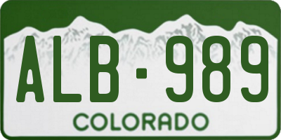 CO license plate ALB989