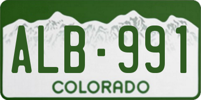 CO license plate ALB991