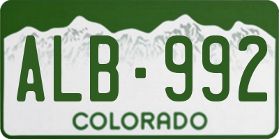CO license plate ALB992