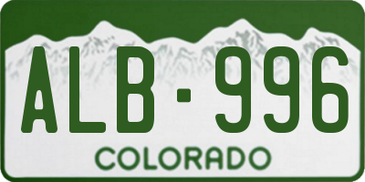 CO license plate ALB996
