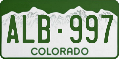 CO license plate ALB997