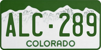CO license plate ALC289
