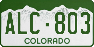 CO license plate ALC803