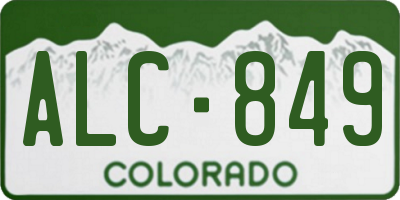 CO license plate ALC849