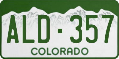 CO license plate ALD357