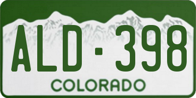 CO license plate ALD398