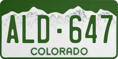 CO license plate ALD647