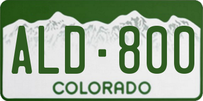 CO license plate ALD800