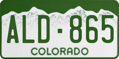 CO license plate ALD865