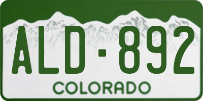 CO license plate ALD892