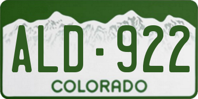 CO license plate ALD922