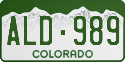 CO license plate ALD989