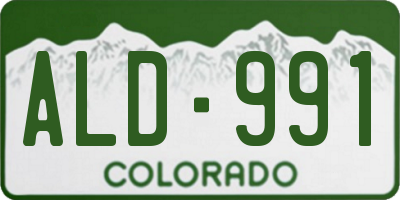 CO license plate ALD991