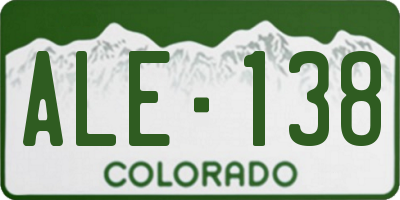 CO license plate ALE138