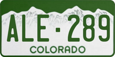 CO license plate ALE289