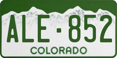 CO license plate ALE852