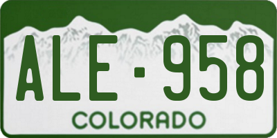 CO license plate ALE958