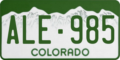 CO license plate ALE985
