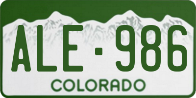 CO license plate ALE986