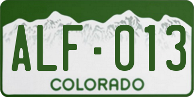 CO license plate ALF013