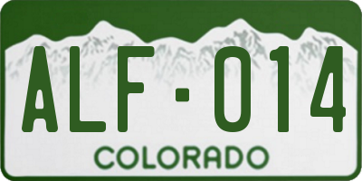 CO license plate ALF014