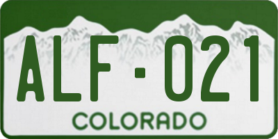 CO license plate ALF021