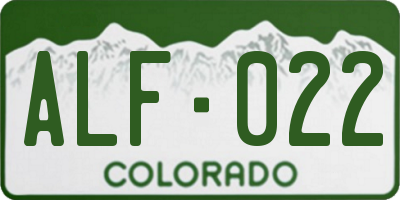 CO license plate ALF022