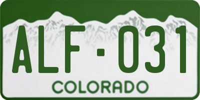 CO license plate ALF031