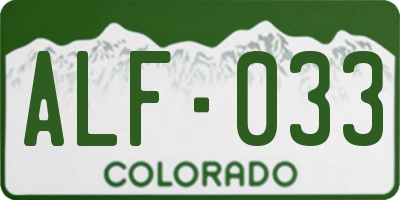 CO license plate ALF033