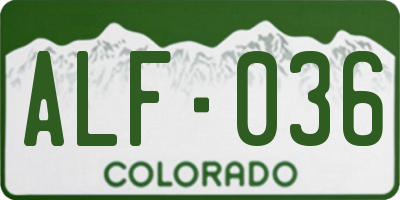 CO license plate ALF036