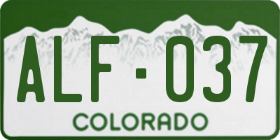 CO license plate ALF037