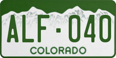 CO license plate ALF040