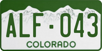CO license plate ALF043