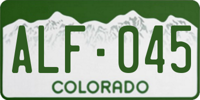 CO license plate ALF045