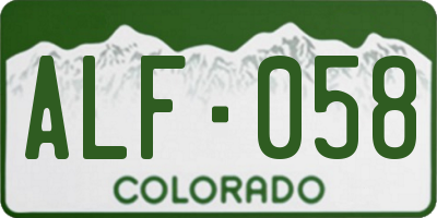 CO license plate ALF058