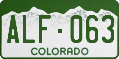 CO license plate ALF063