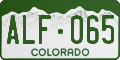 CO license plate ALF065